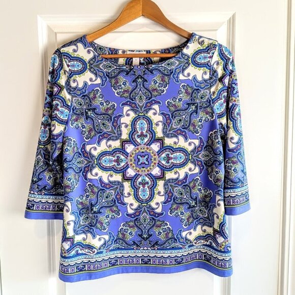 Charter Club Tops - Charter Club Petite Blue Paisley Top